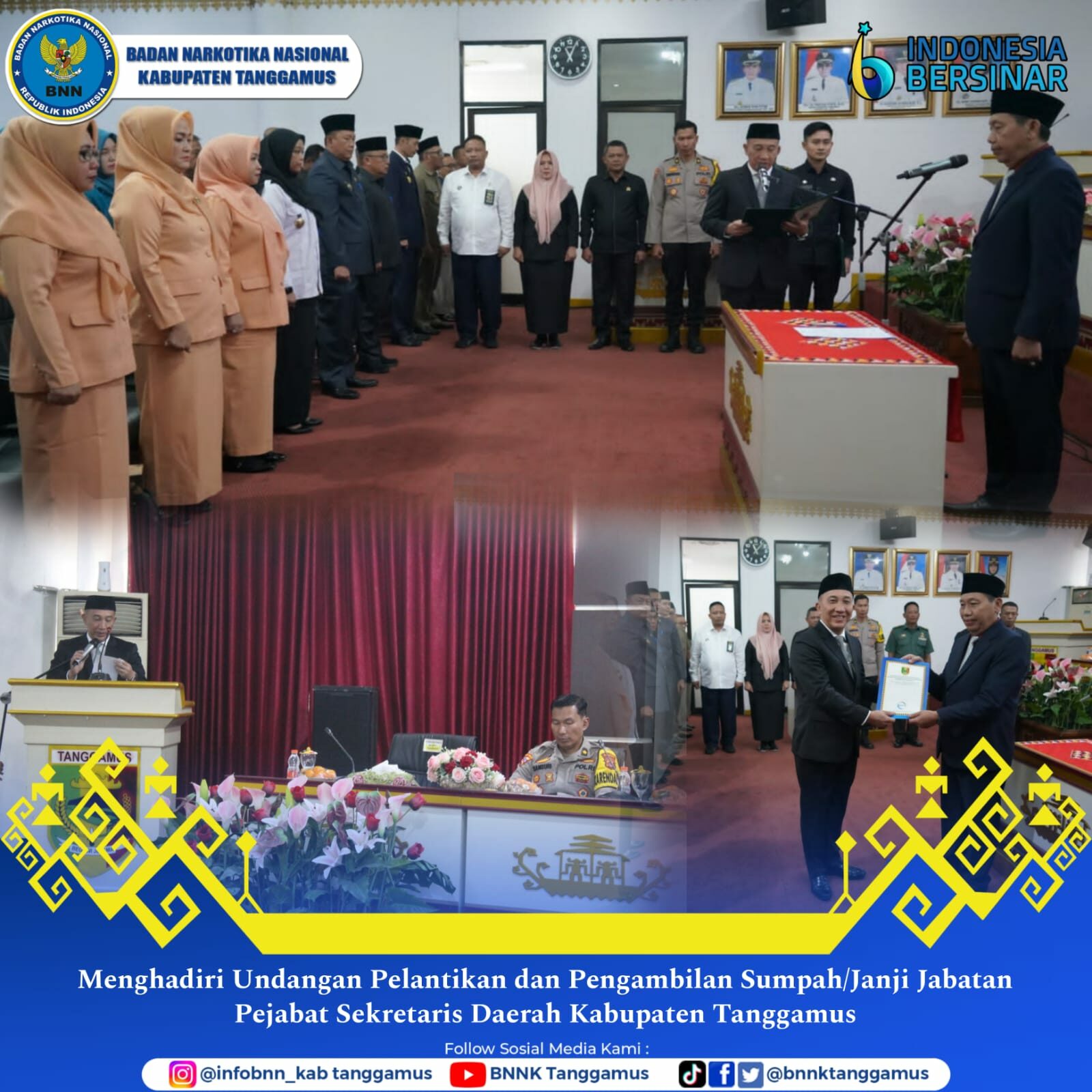 Menghadiri Undangan Pelantikan dan Pengambilan Sumpah/ Janji Jabatan Penjabat Sekretaris Daerah Kabupaten Tanggamus