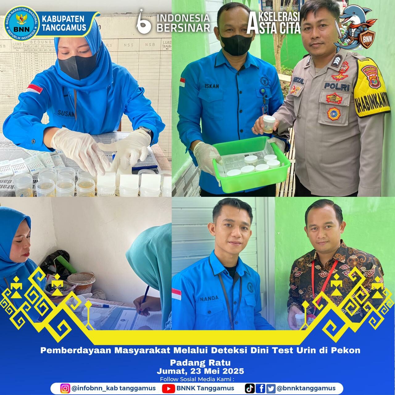 PEMBERDAYAAN MASYARAKAT MELALUI DETEKSI DINI TEST URINE DILINGKUNGAN PEMERINTAHAN PEKON PADANG RATU DAN KECAMATAN WONOSOBO PEMBERDAYAAN MASYARAKAT MELALUI DETEKSI DINI TEST URINE DILINGKUNGAN PEMERINTAHAN PEKON PADANG RATU DAN KECAMATAN WONOSOBO